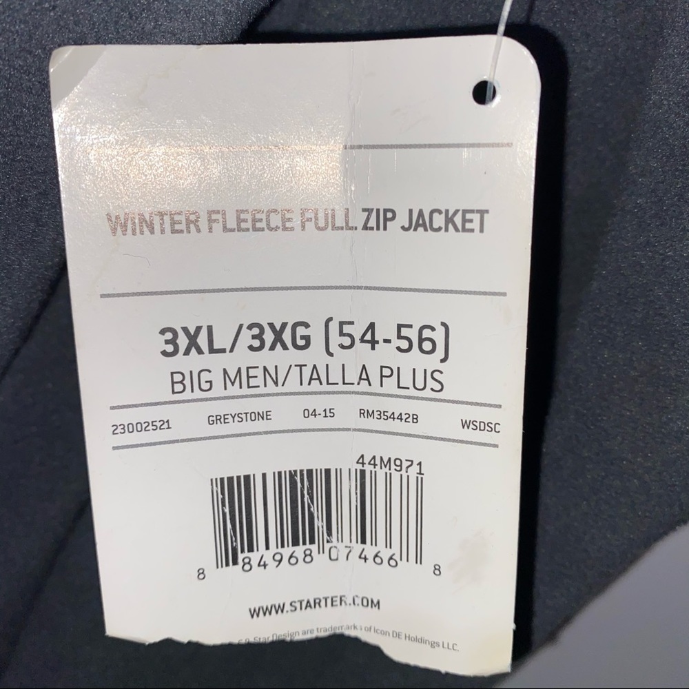 NWT STARTER 3XL GRAY FLEECE FULL ZIP JACKET - Picture 12 of 14